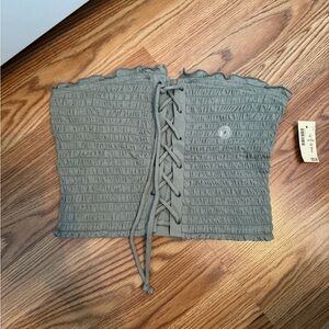 Smocked Lace-Up TubeTop size small